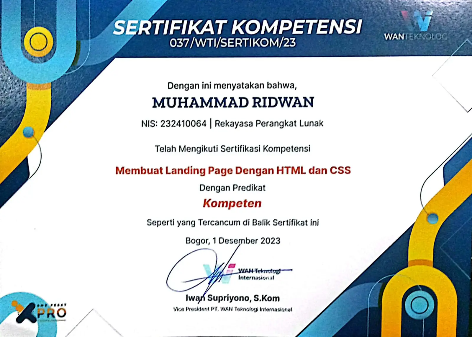 Landing Page Development certificate 1